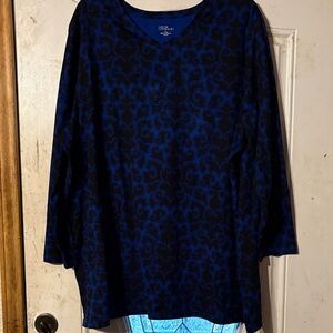 Catherines Black and Blue Patterned Blouse